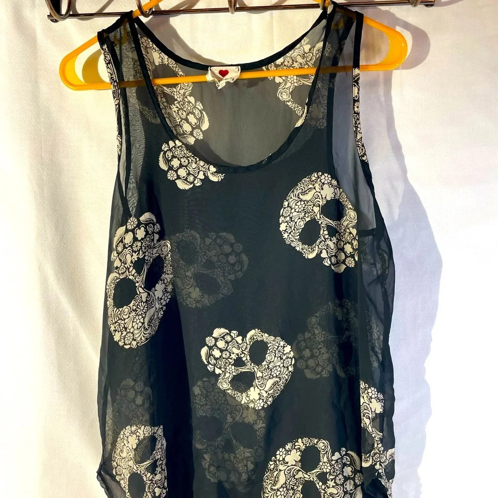 One Clothing Sheer Skull Tank